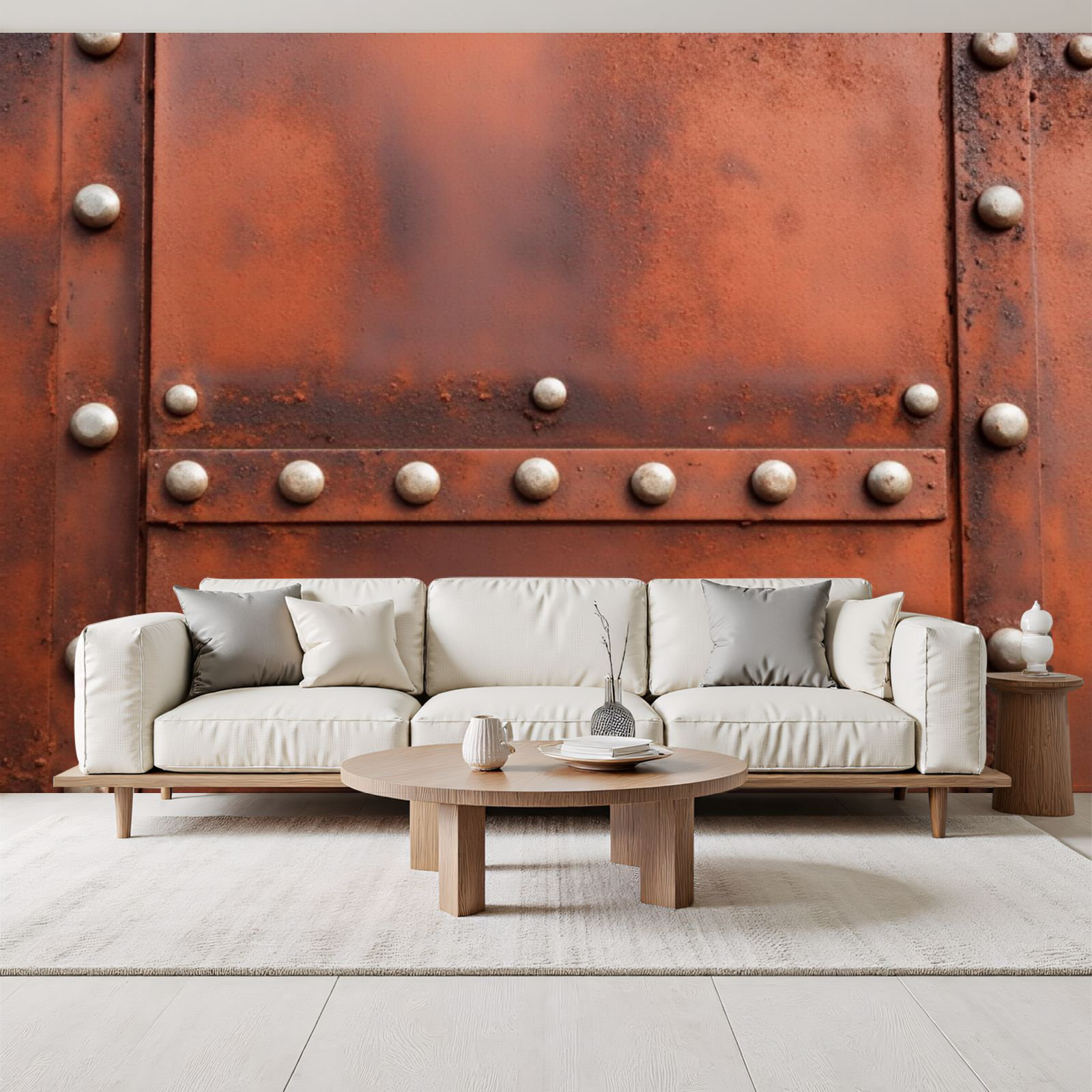 Rustic Factory Wall Red Barrel Studio® Peel and Stick Wallpaper Rusty Metal Industrial ...