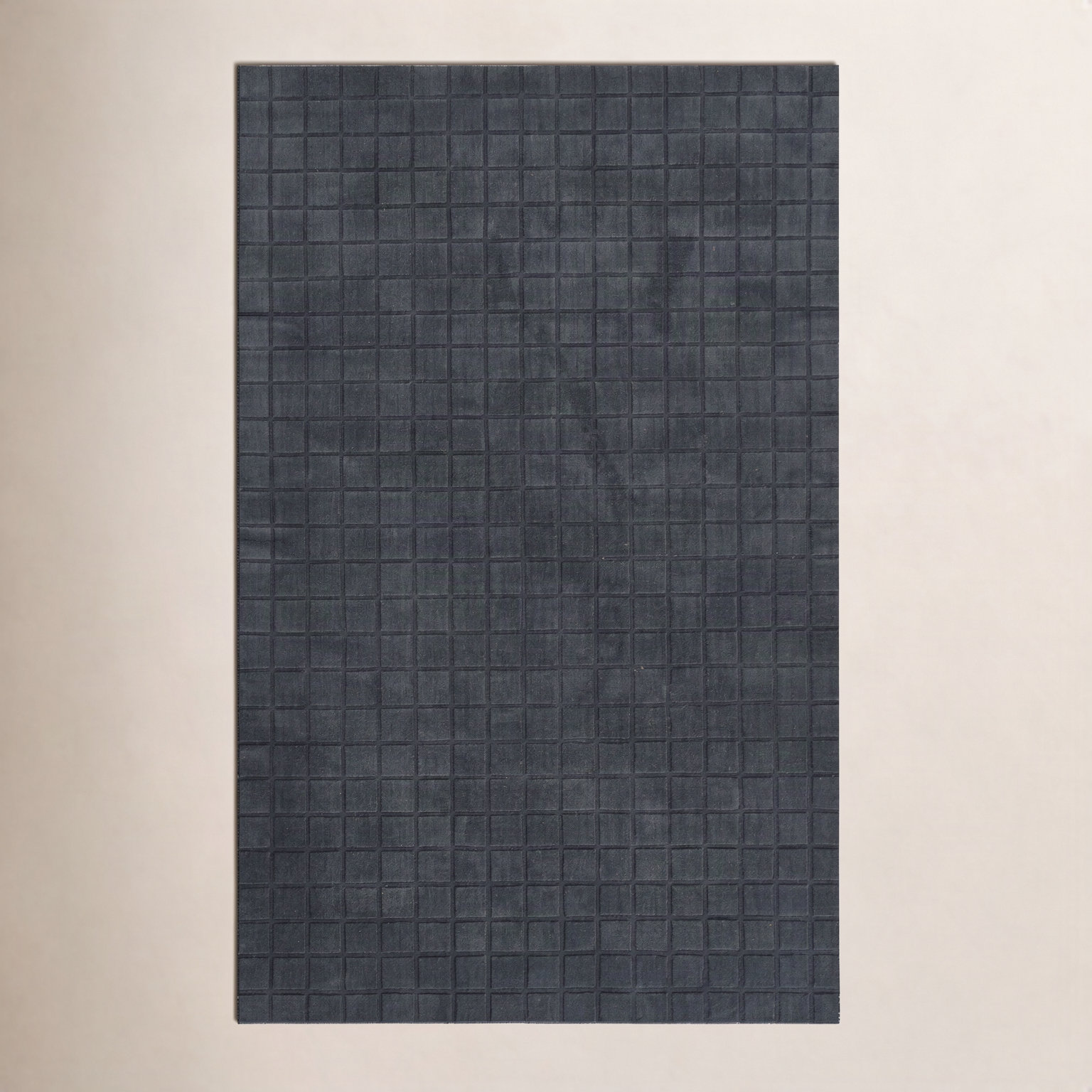Meile Navy Hand-Loomed Geometric Wool Rug, Rectangle 9' x 12'