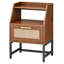 Table de chevet moderne en rotin, table d'appoint étroite avec porte rabattable et compartiment de rangement ouvert, table d'appoint pour canapé, table de chevet, pour la chambre à coucher, le salon et le bureau,