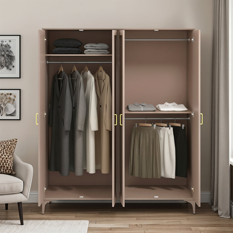 Harrington Curtis 4 Door Wardrobe with Mirror, Warm Nude