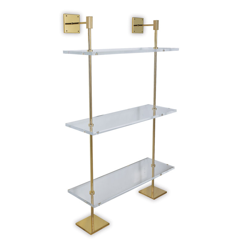 Marias 3-Tier Shelf Lucite 36"W, Gold/Clear
