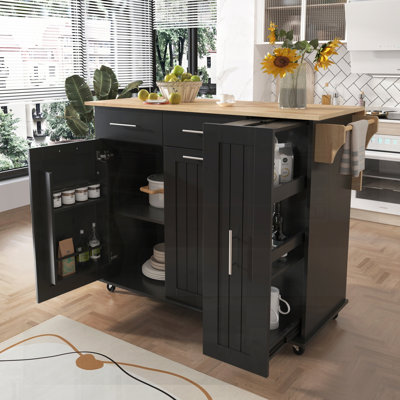 Versatile Kitchen Island with Multiple Storage Options and Mobility by Lark Manor
