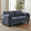 Canapé 2 places avec chargement USB, canapé compact moderne en chenille bleue pour appartement-406284744
