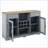 Cabinets, Modern Farmhouse Sideboard Buffet with 2 Drawers, Glass Doors &amp; Wine Rack | Light Blue + Light Oak 56.46”W | MDF | Kitchen