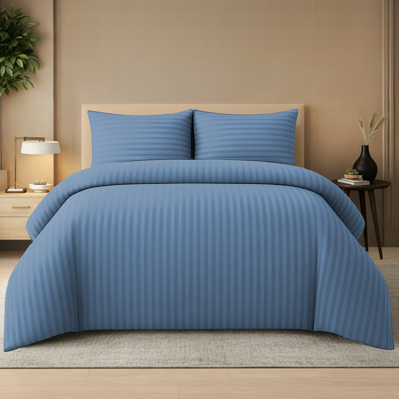 Microfiber Striped Duvet Cover Set, Super King