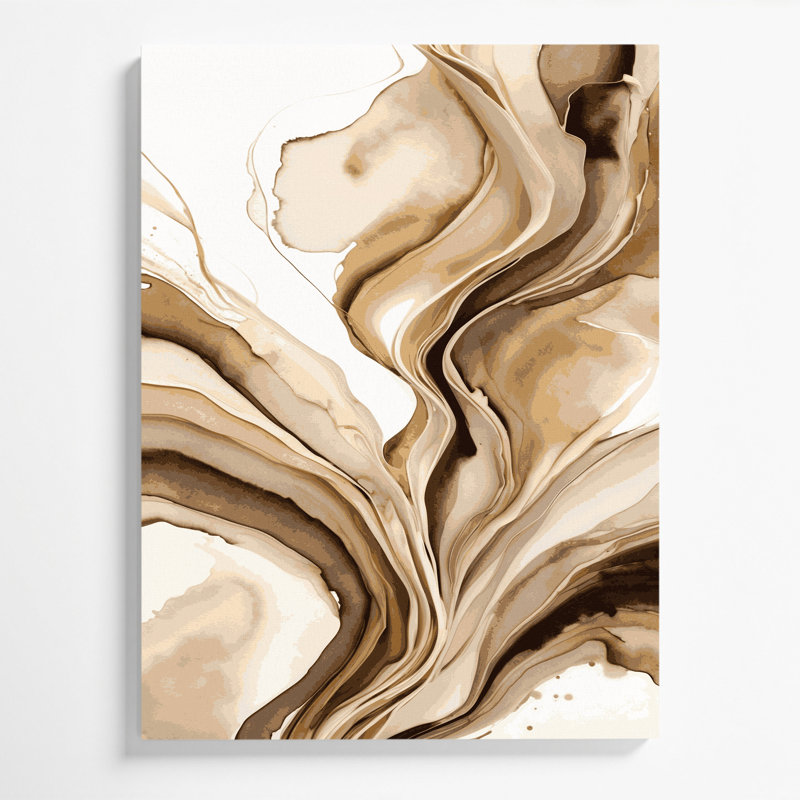 Aquarelle abstraite 48, art mural sur toile beige, H 11 po x l 14 po