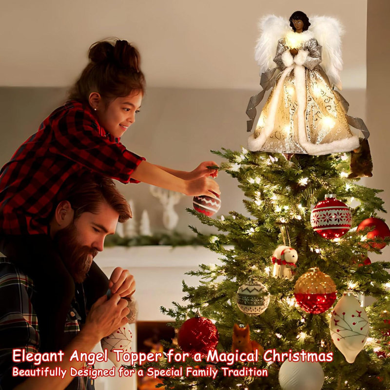 The Holiday Aisle® Angel Tree Topper With Lights And 40-Inch Extension ...