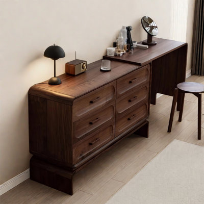Simple Black Walnut Solid Wood Retractable Vanity. Vanity