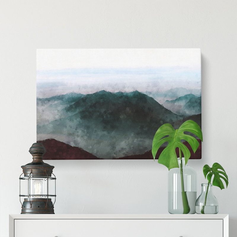 Misty Mountain Range - Wrapped Canvas Painting, 60cm H x 91cm W x 3cm D