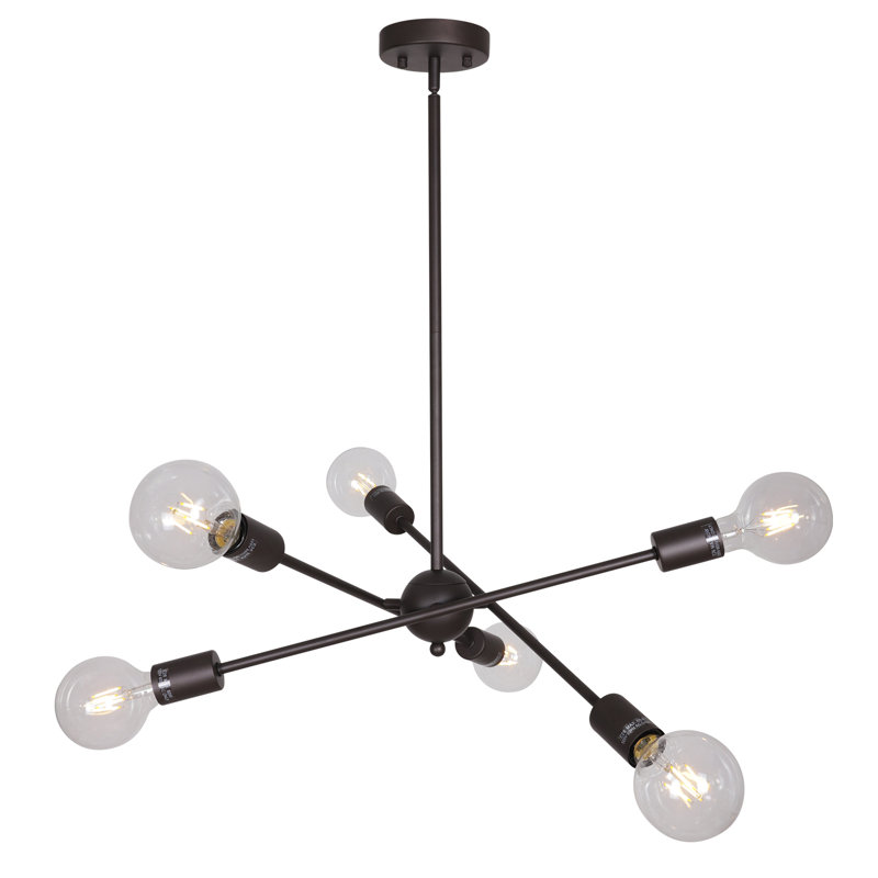 Lustre sphérique spoutnik 6 lumières Hairston, Bronze huilé