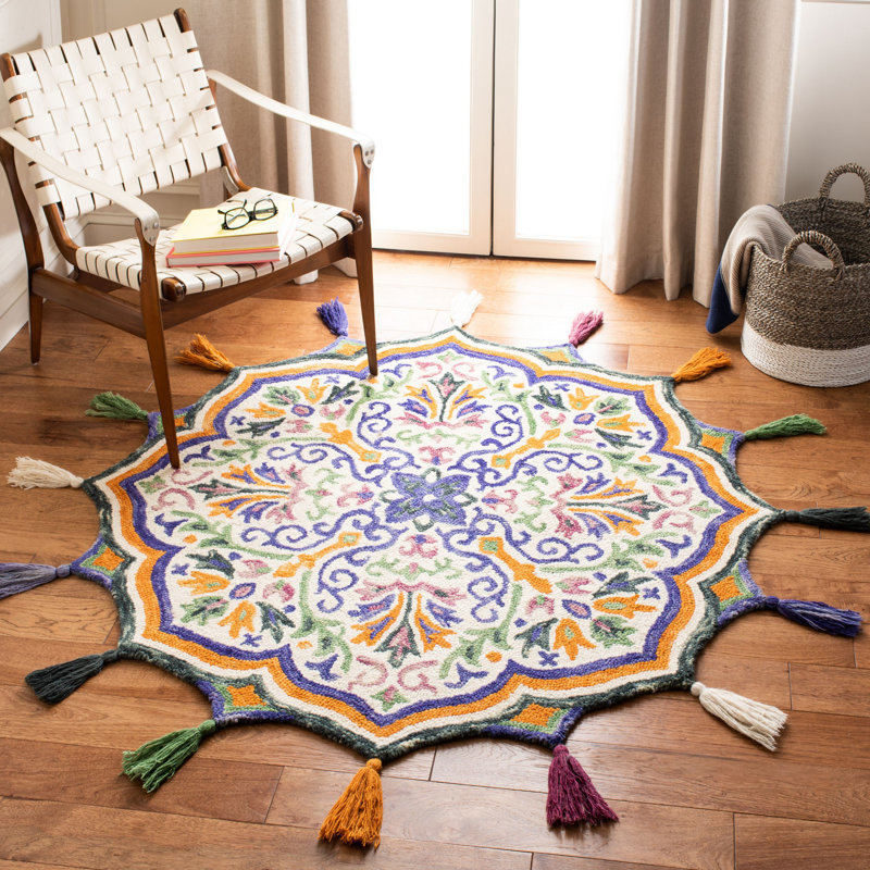 Temperance Novelty Hand Tufted Wool Oriental Rug, Round 4'