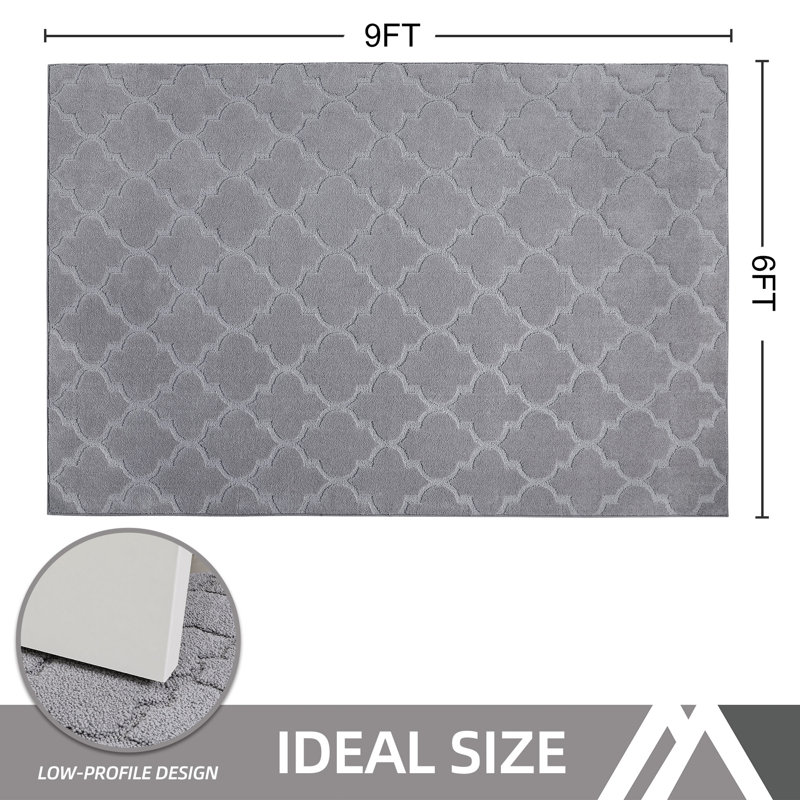 Non-Slip Geometric Doormat, Grey, 182.9cm W x 274.3cm L