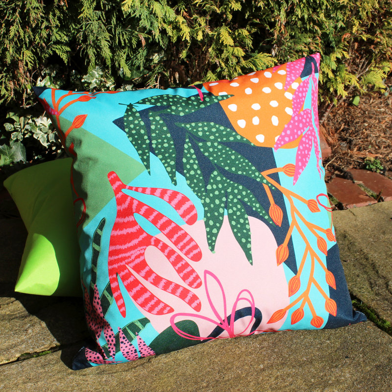 Coralina Indoor / Outdoor Floral Square Throw Pillow Cover