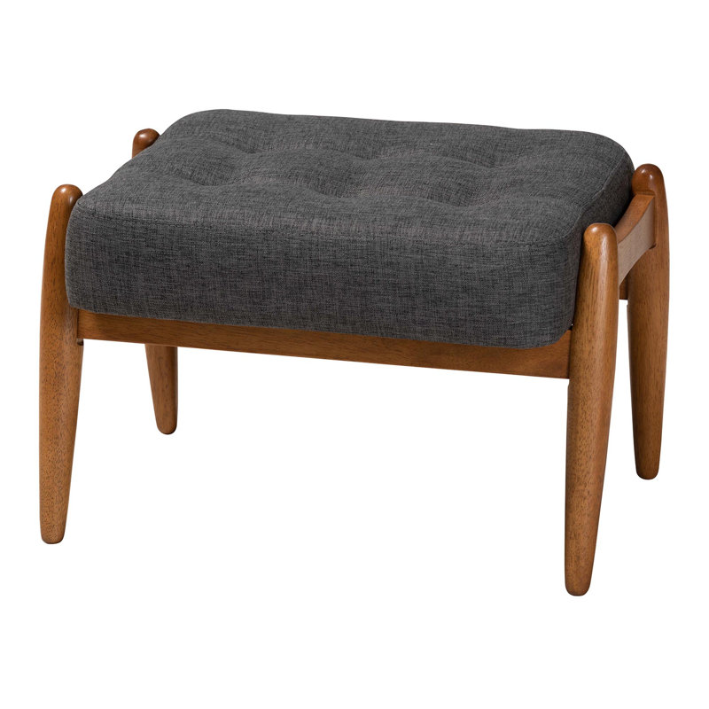 Repose-pieds rembourré Cevyn, Polyester 100 % gris foncé