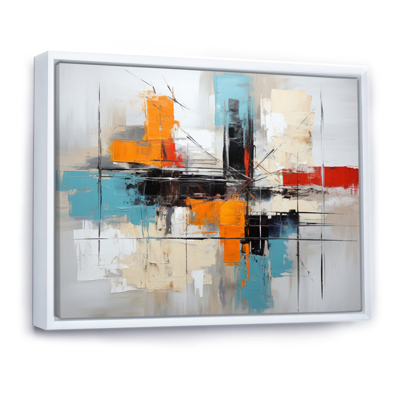 Art asiatique, expression abstraite I - impression, H 34 po x l 44 po x P 1,5 po, Cadre flottant blanc