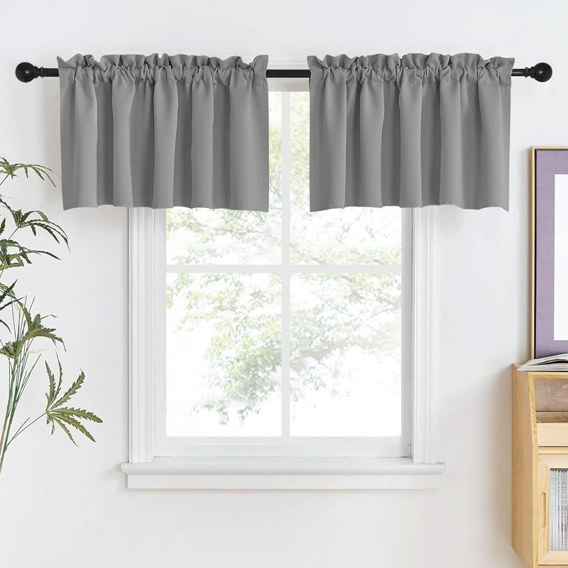 Polyester Blackout Rod Pocket Valance, Silver Gray, 52" W x 18" L