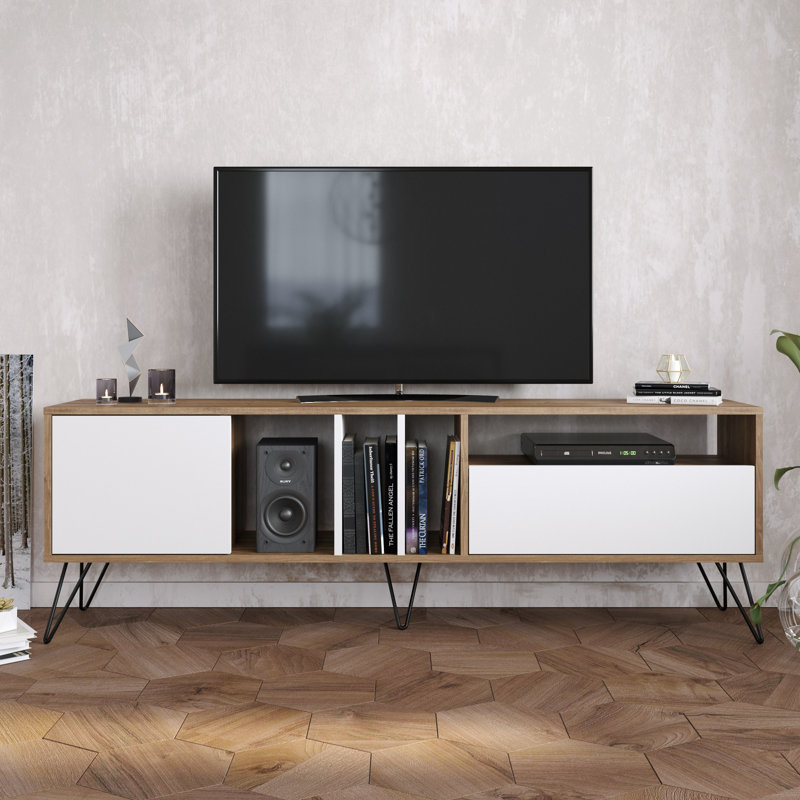 Jhosmar TV Stand for TVs up to 78", Walnut/White