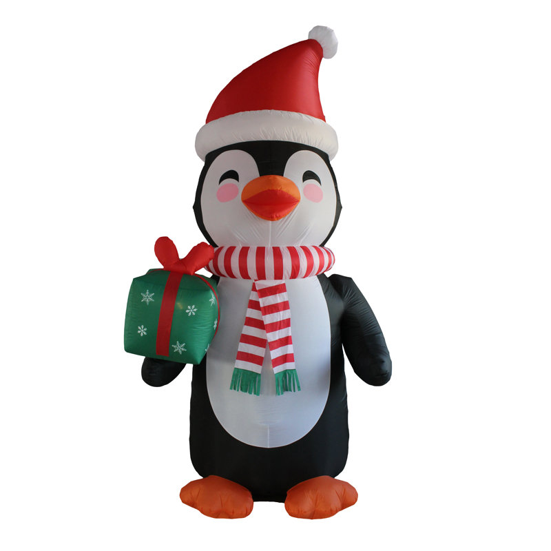 Coffret cadeau de 12 pieds de haut gonflable joyeux Noël avec écharpe de Noël et lumières DEL intégrées