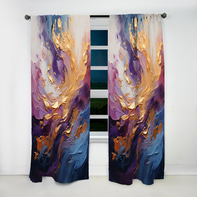 Eleftheria Golden Fuchsia Surge I - Modern Velvet Curtain - Room Darkening - 1 Panel