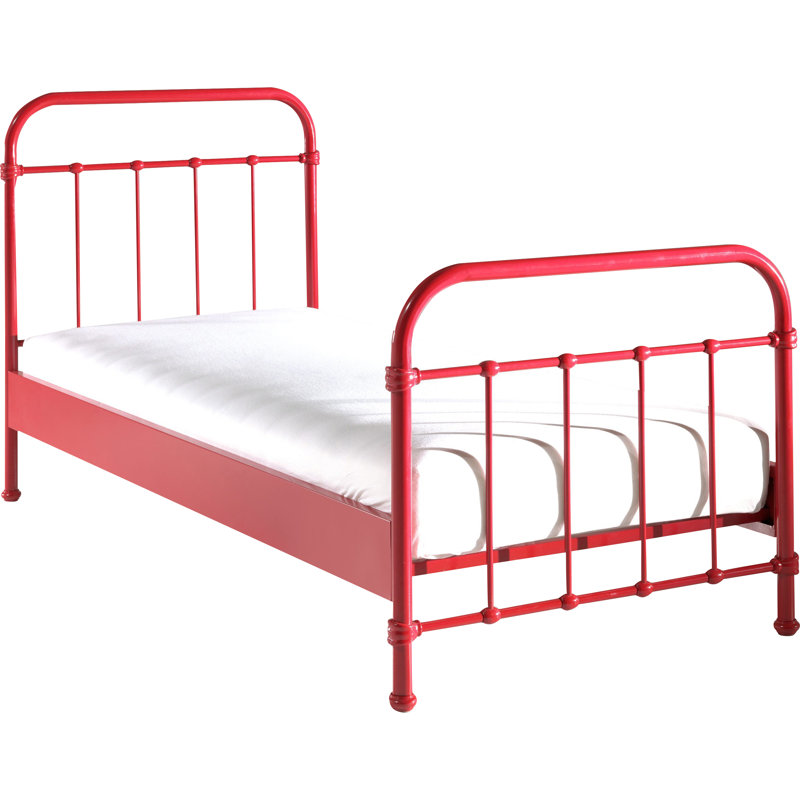 New York Metal Frame Bed, European Single (90 x 200cm), Red
