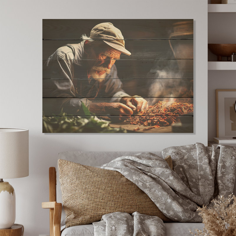Cuba cigare artisanat Expression - art mural en bois paysage cubique sur bois de pin naturel, H 10 po x l 20 po