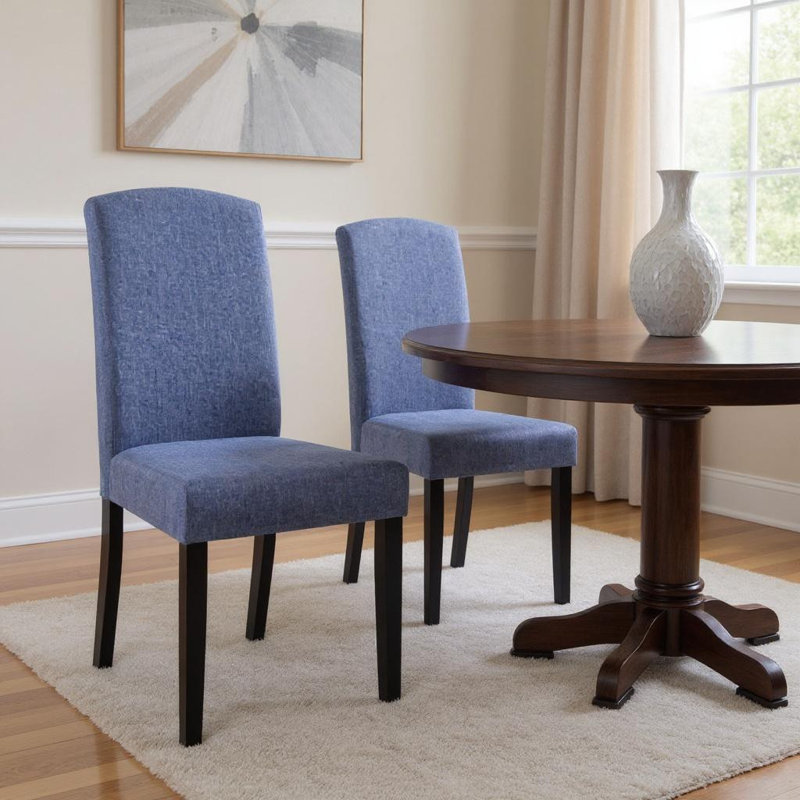 Ensemble de deux chaises Parsons rembourrées en polyester bleu marine et noires, Marine