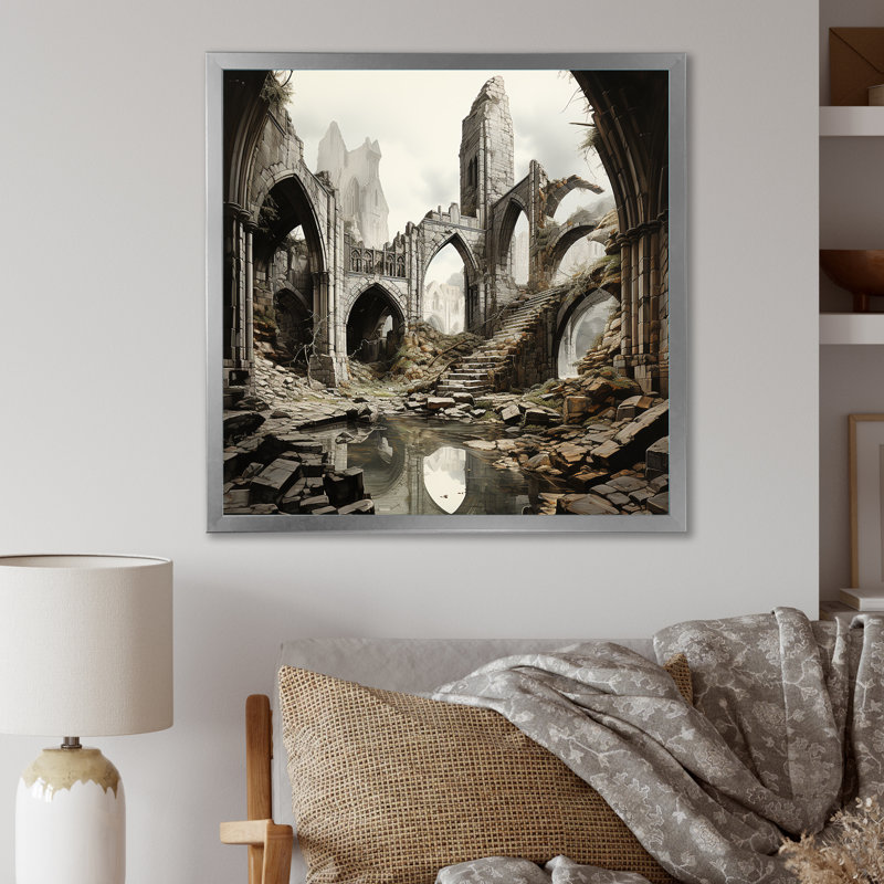 Reproduction d'art sur toile, Cadre simple argenté, H 16 po x l 16 po x P 1 po