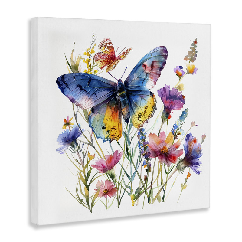  Art mural sur toile de jardin papillon bleu par LSR Design Studio, H 36 po x l 36 po