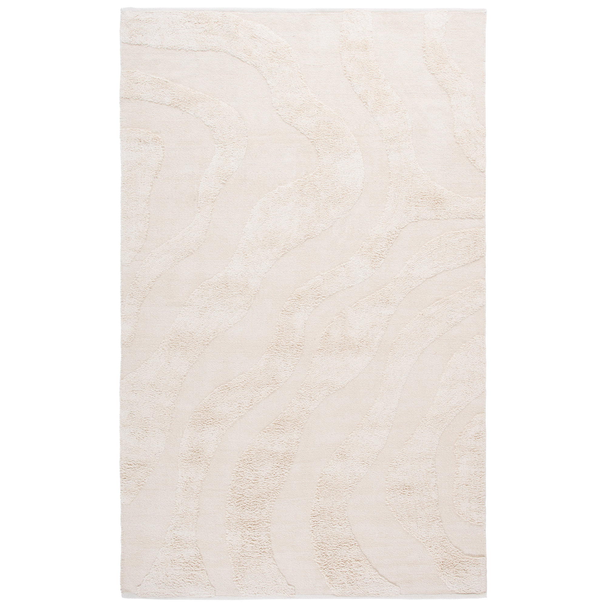 Mozie Handmade Recycled Cotton Ivory Rug, Rectangle 5' x 8'