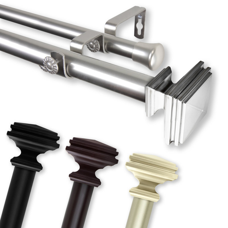 Tringle à rideaux double Avers, l 48 po à 84 po, Acajou