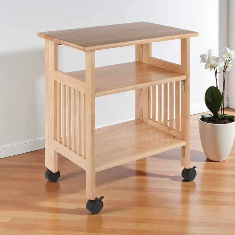 Julia Two-Open Shelf Printer Stand with Locking Wheels in Natural, 27.17" H X 24.02" W X 16.22" D