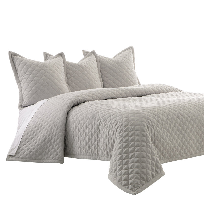 Aragoza Quilt, Gray, King Quilt + 3 Euro Shams
