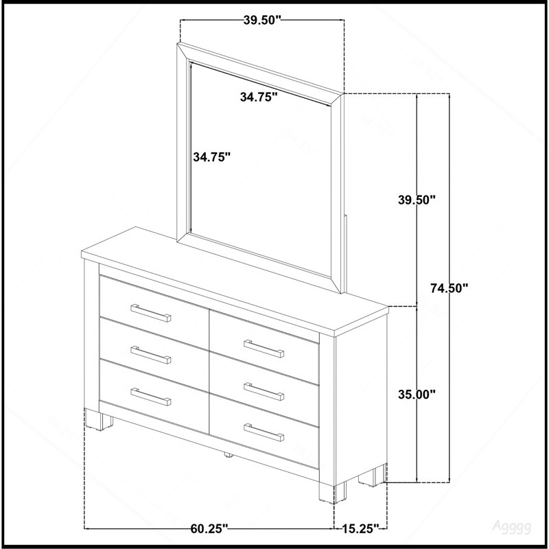 Commode 6 tiroirs avec miroir Sansome