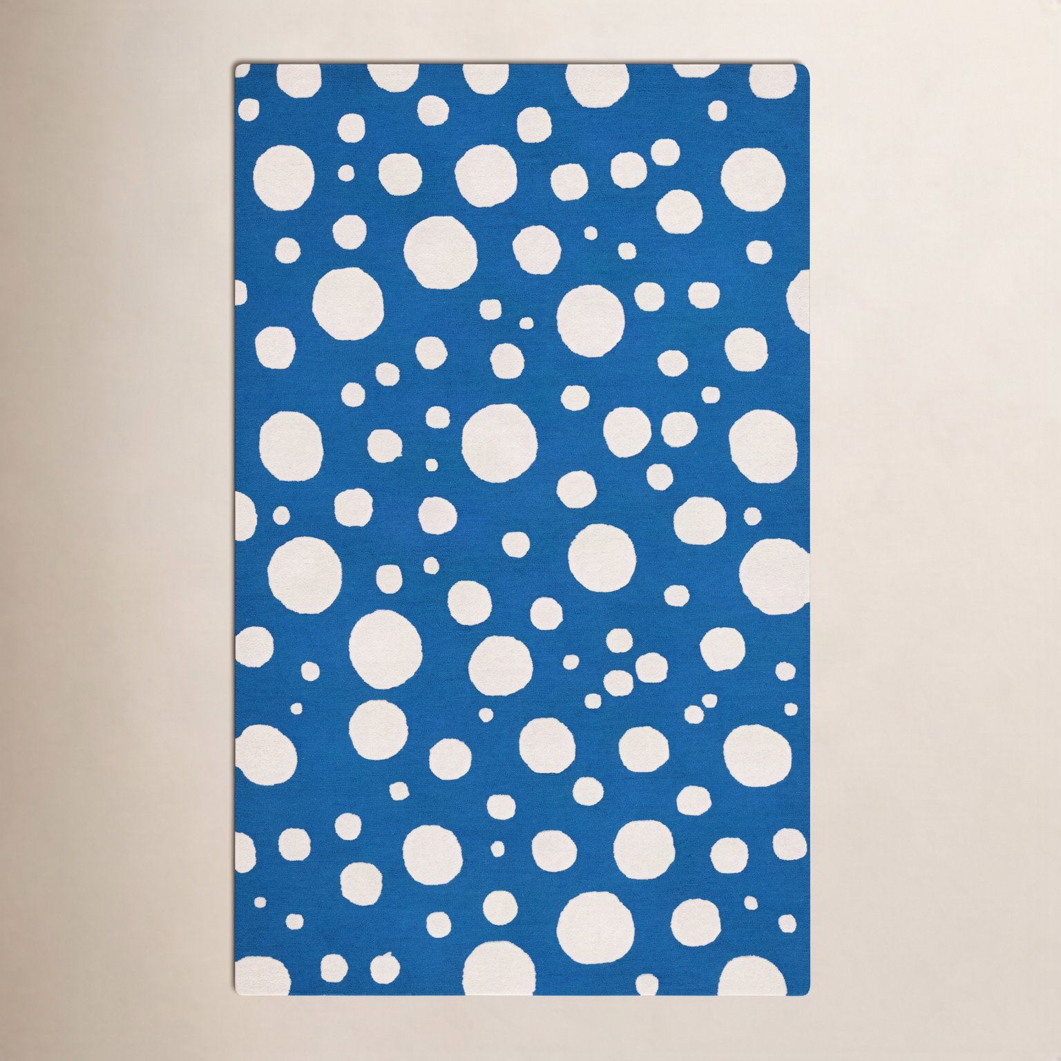 Camey Blue Ivory Hand-Woven Rug, Rectangle 6' x 9'
