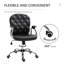 Fauteuil de bureau en cuir noir Pu, chaise de bureau capitonnée à boutons, avec accoudoirs rembourrés, hauteur réglable et roulettes pivotantes-2120415041