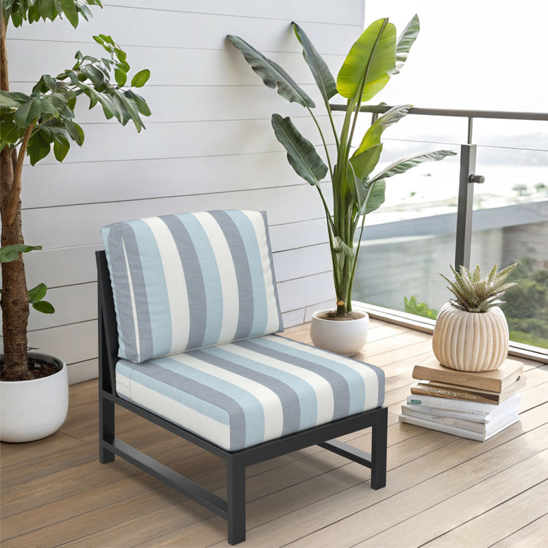 Chaise de patio modulaire d'extérieur sans accoudoirs avec coussins Sunbrella Oltjana, Rosée Direction