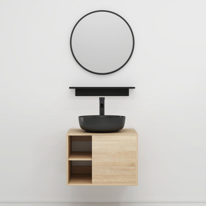 Bitha 24'' Single Bathroom Vanity with Resin Top, Black