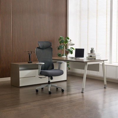 Okeysen L-Shaped Executive Desk with BIFMA-Certified Executive Chair Set