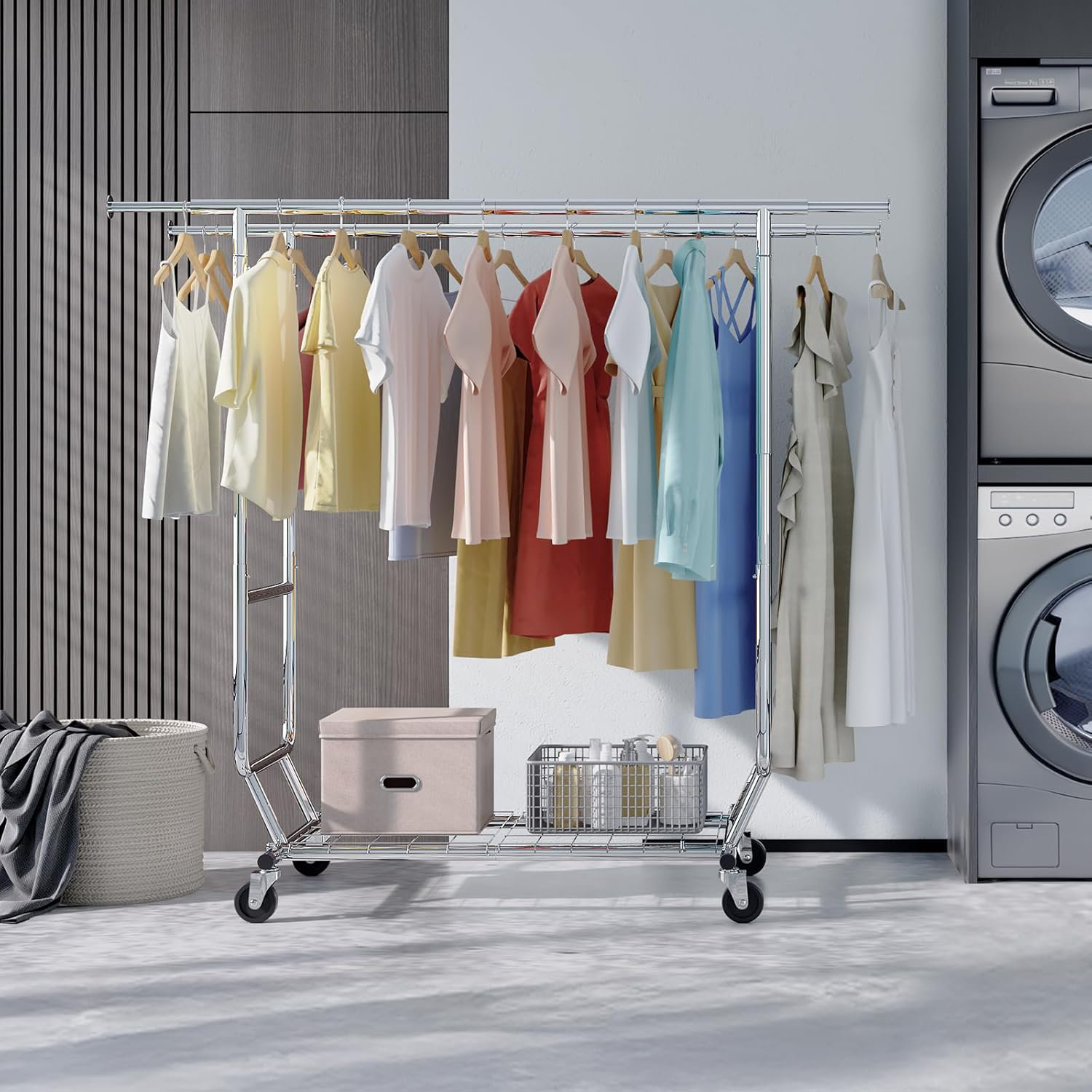 Hokeeper 680 lbs Heavy Duty Clothing Garment Rack with Shelves ...