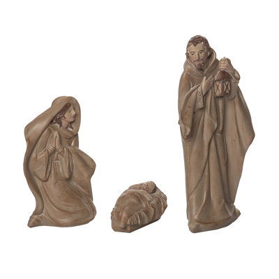  Résine 9,45 po brun Noël rustique Sainte famille ensemble de 3