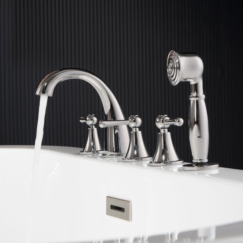 Solace 3 Handle Bathroom Roman Tub Faucet with Diverter, Polished Chrome