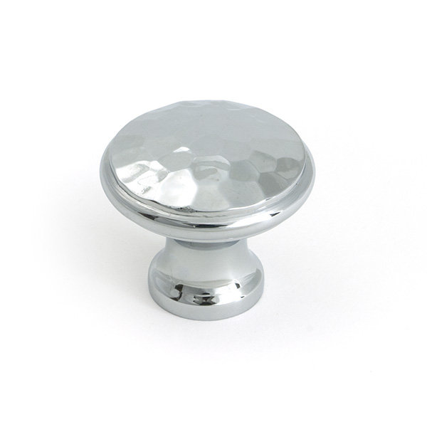 Hammered Round Knob, Polished Chrome, 1.18" Knob Diameter