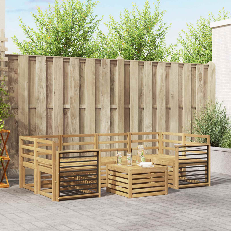  Outdoor Sofa Set 7 pcs Solid Acacia Wood Sectional Garden Furniture