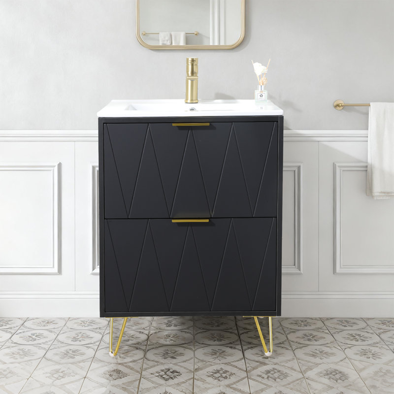 Ensemble de meuble-lavabo simple 24 po Modern, Noir