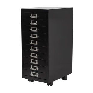 File Cabinet Mini 10 Tier Metal File Organizer Document Organizer With Wheel, For Home Office, Office Desk File,black Color