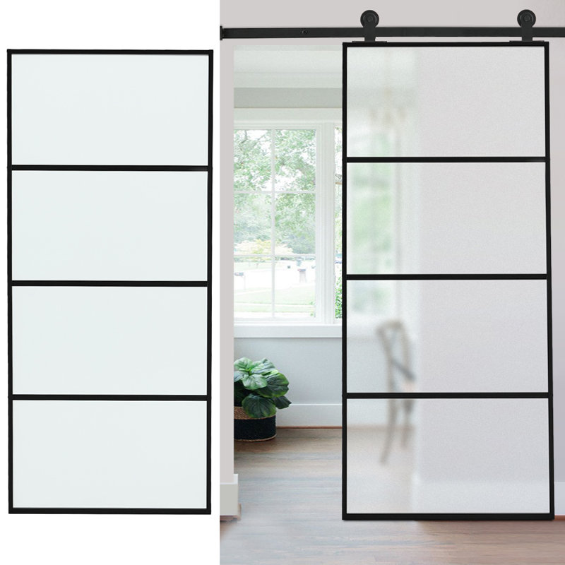 Glass Black Barn Door