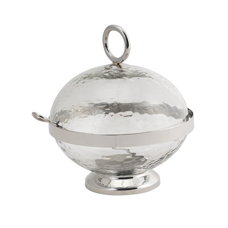 Pot à sucre sphérique en acier inoxydable, Argenté/Transparent