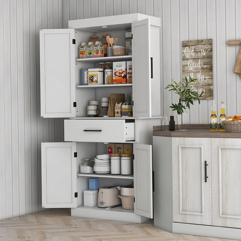 Garde-manger avec tablettes, portes et tiroirs réglables