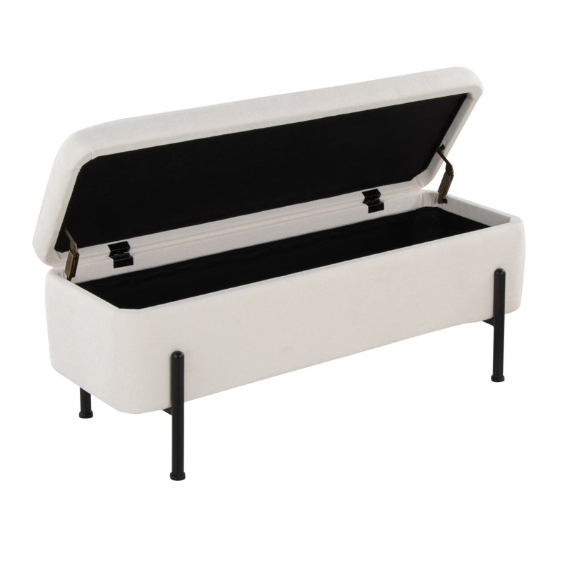Banc de rangement avec couvercle rabattable Greely, Crème, Noir, noir, noir, noir