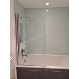 60'' - 60'' W x 60'' H Pivot Frameless Tub Door with Clear Glass